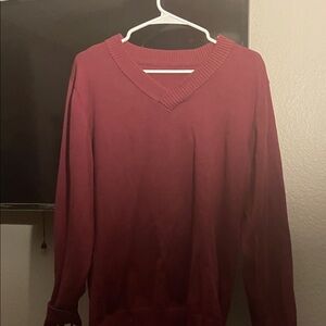 Elegant V-Neck Sweater for Men - Deep Red
